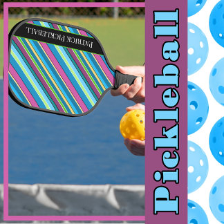 Pickleball Streifen Lila türkis Personalisiert Schläger