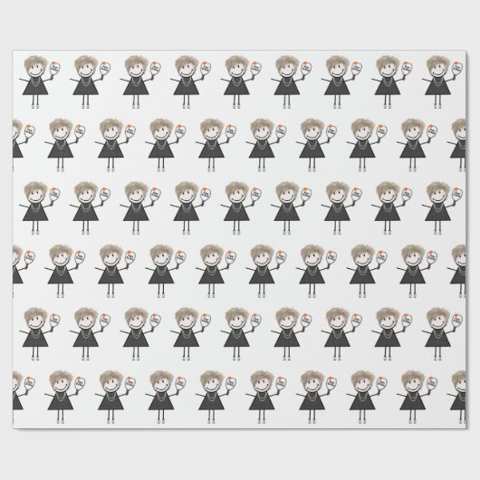 Pickleball Strichmännchen Girl Geschenkpapier (Flach)