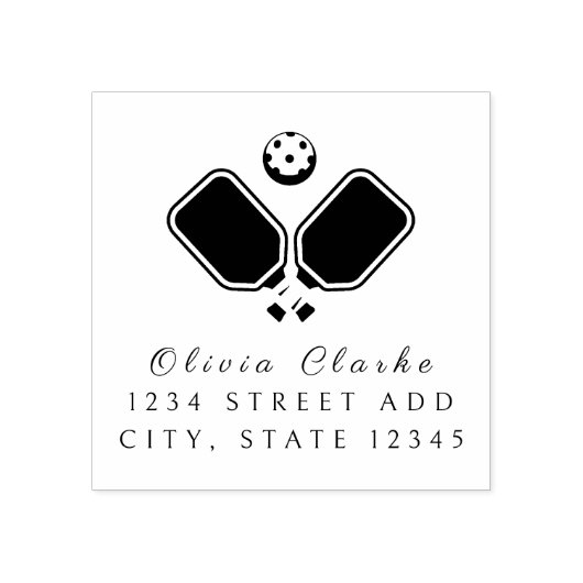 Pickleball Stylish Script Rubber Briefmarke Gummistempel (Prägung)