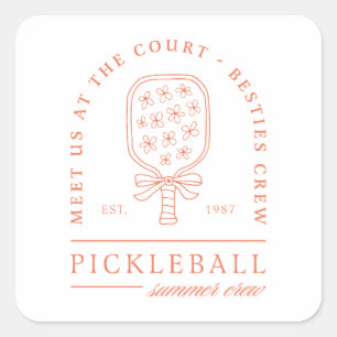 Pickleball Summer besties Club Girls Crew Quadratischer Aufkleber