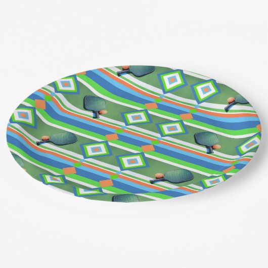 Pickleball Summer Pickleball Party Potluck Cookout Pappteller (Schrägansicht)