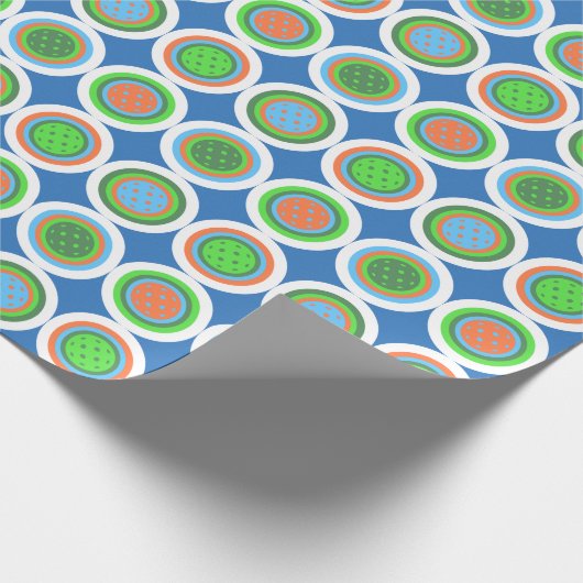 Pickleball Summer Polka Dot Orange Green Blue Ball Geschenkpapier (Ecke)