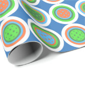 Pickleball Summer Polka Dot Orange Green Blue Ball Geschenkpapier (Rolleneckpunkt)