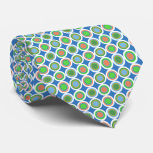 Pickleball Summer Polka Dot Orange Green Blue Ball Krawatte
