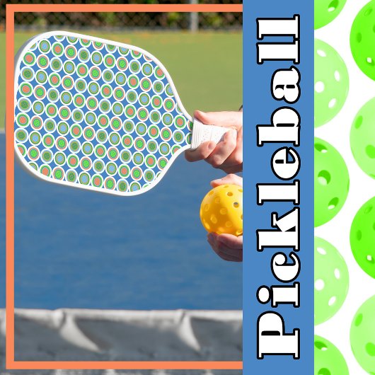 Pickleball Summer Polka Dot Orange Green Blue Ball Schläger
