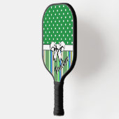 Pickleball Summer Stripes Green Dots White Bow Pickleball Schläger (Links)