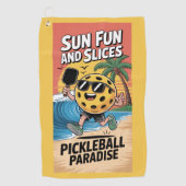 Pickleball Sun Fun and Slices Funny Vacation Golfhandtuch (Vorderseite)