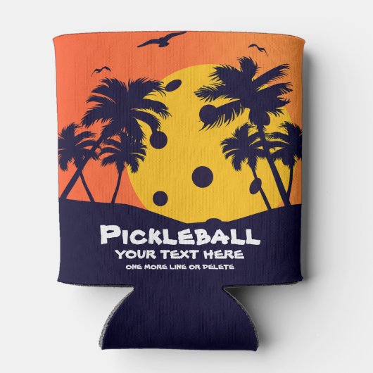Pickleball Sun Palm Trees Hinzufügen von benutzerd Dosenkühler (Rückseite)