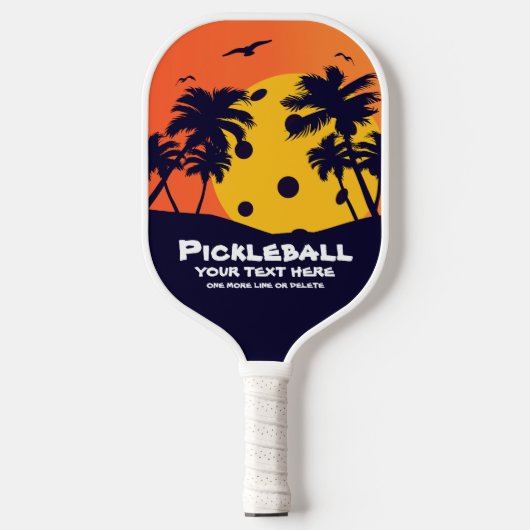 Pickleball Sun Palm Trees Hinzufügen von benutzerd Schläger (Vorderseite)