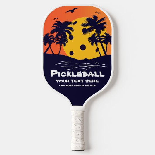 Pickleball Sun Palm Trees Hinzufügen von benutzerd Schläger (Vorderseite)