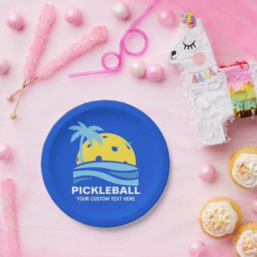 Pickleball Sun Palm Trees Pickleball Party Custom Pappteller (Party)