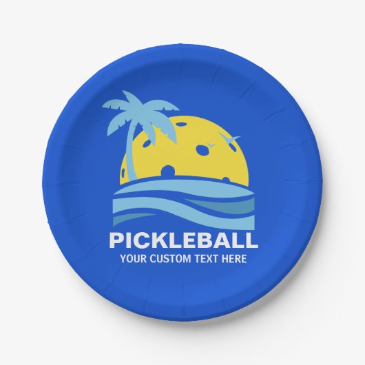 Pickleball Sun Palm Trees Pickleball Party Custom Pappteller (Vorderseite)