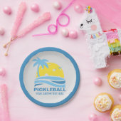 Pickleball Sun Palm Trees Pickleball Party Custom Pappteller (Party)