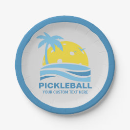 Pickleball Sun Palm Trees Pickleball Party Custom Pappteller