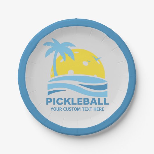 Pickleball Sun Palm Trees Pickleball Party Custom Pappteller (Vorderseite)
