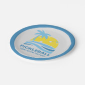 Pickleball Sun Palm Trees Pickleball Party Custom Pappteller (Schrägansicht)