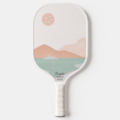 Pickleball Sunset Minimal neutrale Landschaft Cust Pickleball Schläger (Vorderseite)