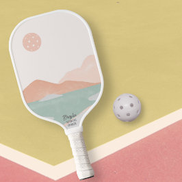 Pickleball Sunset Minimal neutrale Landschaft Cust Schläger