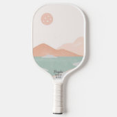Pickleball Sunset Minimal neutrale Landschaft Cust Schläger (Rückseite)