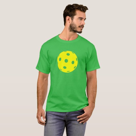 Pickleball T - Shirt: Gelber Ball auf Grün T-Shirt (Vorne ganz)