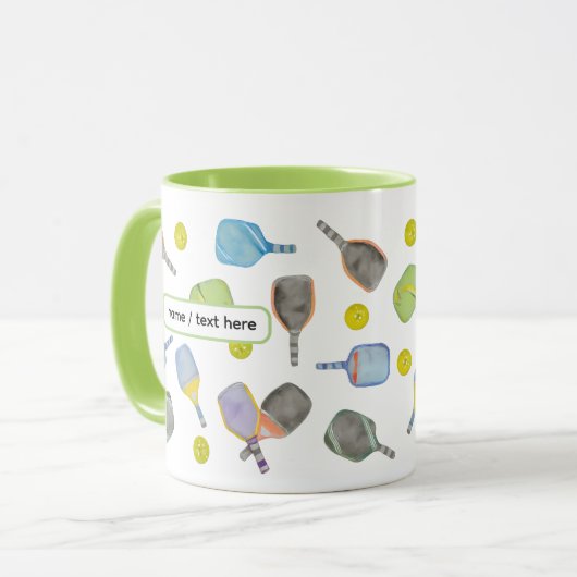 Pickleball Tasse - Funny Paddle Pattern (Vorderseite Links)