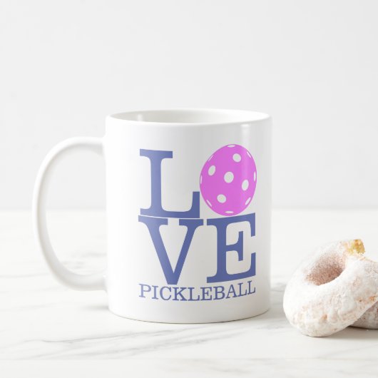 Pickleball Tasse: "LIEBE PICKLEBALL " Kaffeetasse (Mit Donut)