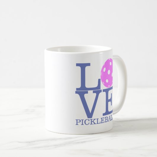 Pickleball Tasse: "LIEBE PICKLEBALL " Kaffeetasse (VorderseiteRechts)