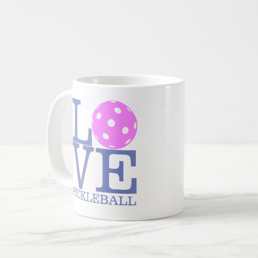 Pickleball Tasse: "LIEBE PICKLEBALL " Kaffeetasse (Vorderseite Links)