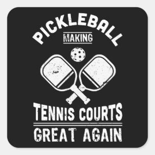 Pickleball Tennis Courts Dink Geschenk Quadratischer Aufkleber