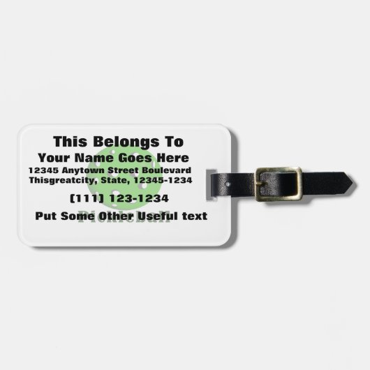 Pickleball Text in ball green.pnng Gepäckanhänger (Vorderseite horizontal)