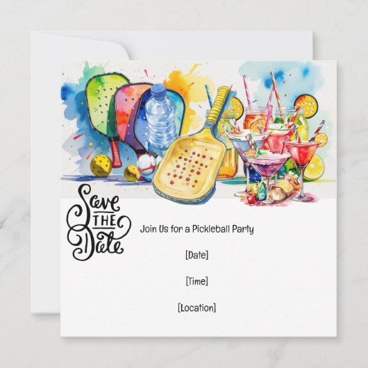 Pickleball-thematisches Party Einladung (Vorderseite)