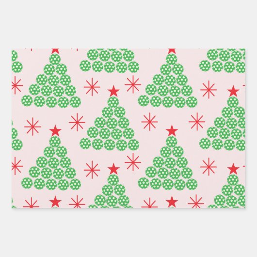 Pickleball Tree mit Sternen Muster Geschenkpapier Set (Vorderseite)