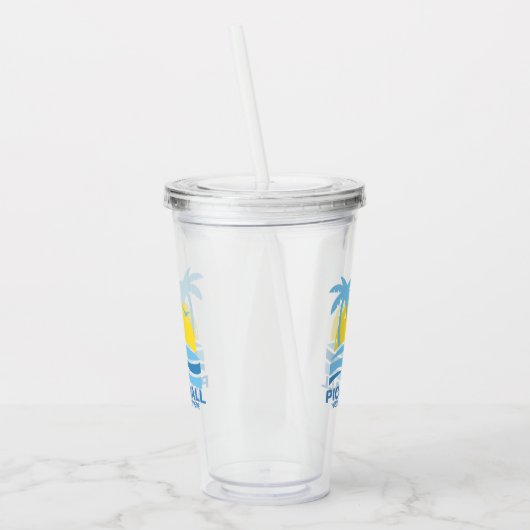 Pickleball Tropical Palm Tree Sun Ihren benutzerde Acryltrinkbecher (Links)