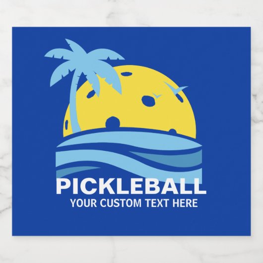 Pickleball Tropical Palm Tree Sun Ihren benutzerde Bierflaschenetikett (Einzelnes Label)