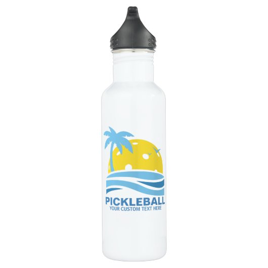 Pickleball Tropical Palm Tree Sun Ihren benutzerde Edelstahlflasche (Rechts)