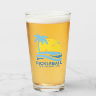 Pickleball Tropical Palm Tree Sun Ihren benutzerde Glas