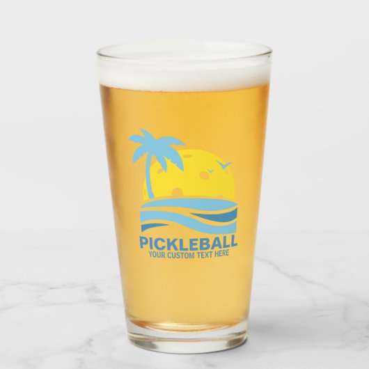 Pickleball Tropical Palm Tree Sun Ihren benutzerde Glas (Vorne (Gefüllt))