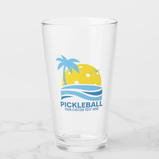 Pickleball Tropical Palm Tree Sun Ihren benutzerde Glas (Vorderseite)