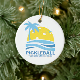 Pickleball Tropical Palm Tree Sun Ihren benutzerde Keramik Ornament