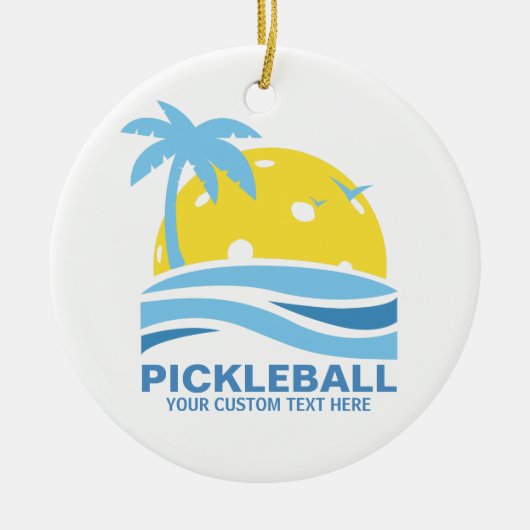 Pickleball Tropical Palm Tree Sun Ihren benutzerde Keramik Ornament (Vorne)