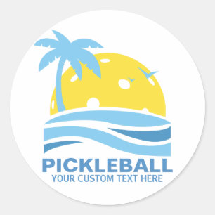 Pickleball Tropical Palm Tree Sun Ihren benutzerde Runder Aufkleber