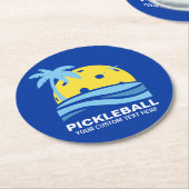 Pickleball Tropical Palm Tree Sun Ihren benutzerde Runder Pappuntersetzer (Angewinkelt)