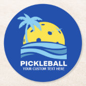 Pickleball Tropical Palm Tree Sun Ihren benutzerde Runder Pappuntersetzer (Vorderseite)
