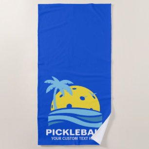 Pickleball Tropical Palm Tree Sun Ihren benutzerde Strandtuch