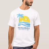 Pickleball Tropical Palm Tree Sun Ihren benutzerde T-Shirt (Vorderseite)
