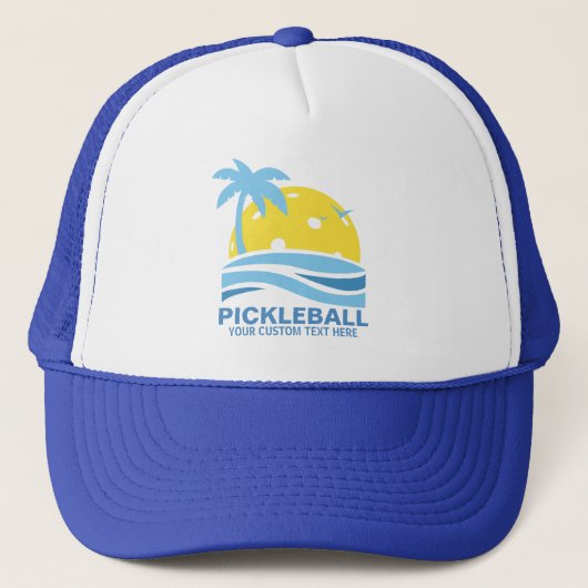 Pickleball Tropical Palm Tree Sun Ihren benutzerde Truckerkappe (Vorderseite)