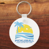 Pickleball Tropical Palm Tree Sun Your Custom Text Schlüsselanhänger (Vorderseite)