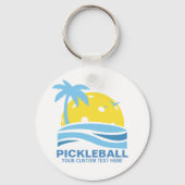Pickleball Tropical Palm Tree Sun Your Custom Text Schlüsselanhänger (Rückseite)