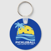 Pickleball Tropical Palm Tree Sun Your Custom Text Schlüsselanhänger (Rückseite)