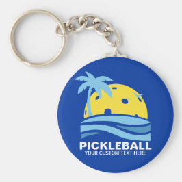 Pickleball Tropical Palm Tree Sun Your Custom Text Schlüsselanhänger